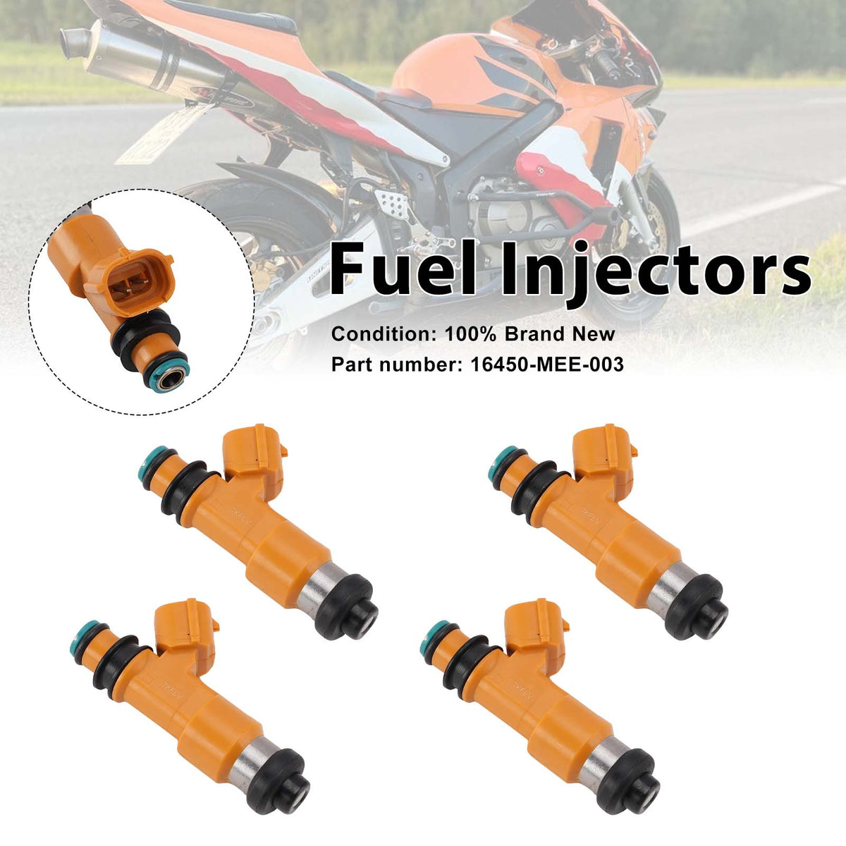 Honda CBR600RR 2003-2004 4PC Fuel Injectors 16450-MEE-003