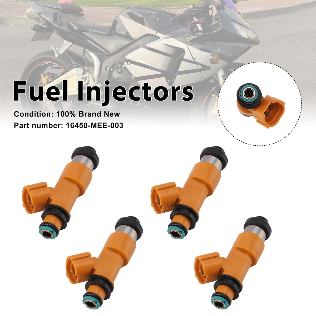 Honda CBR600RR 2003-2004 4PC Fuel Injectors 16450-MEE-003