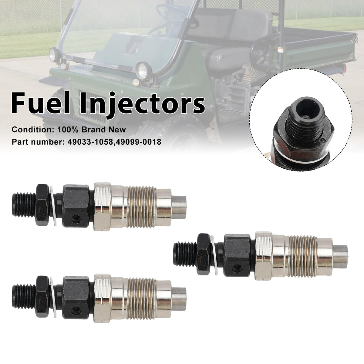 Kawasaki DM950 DM850 Mule 2510 3010 3PC 49099-0018 Fuel Injectors 49033-1058