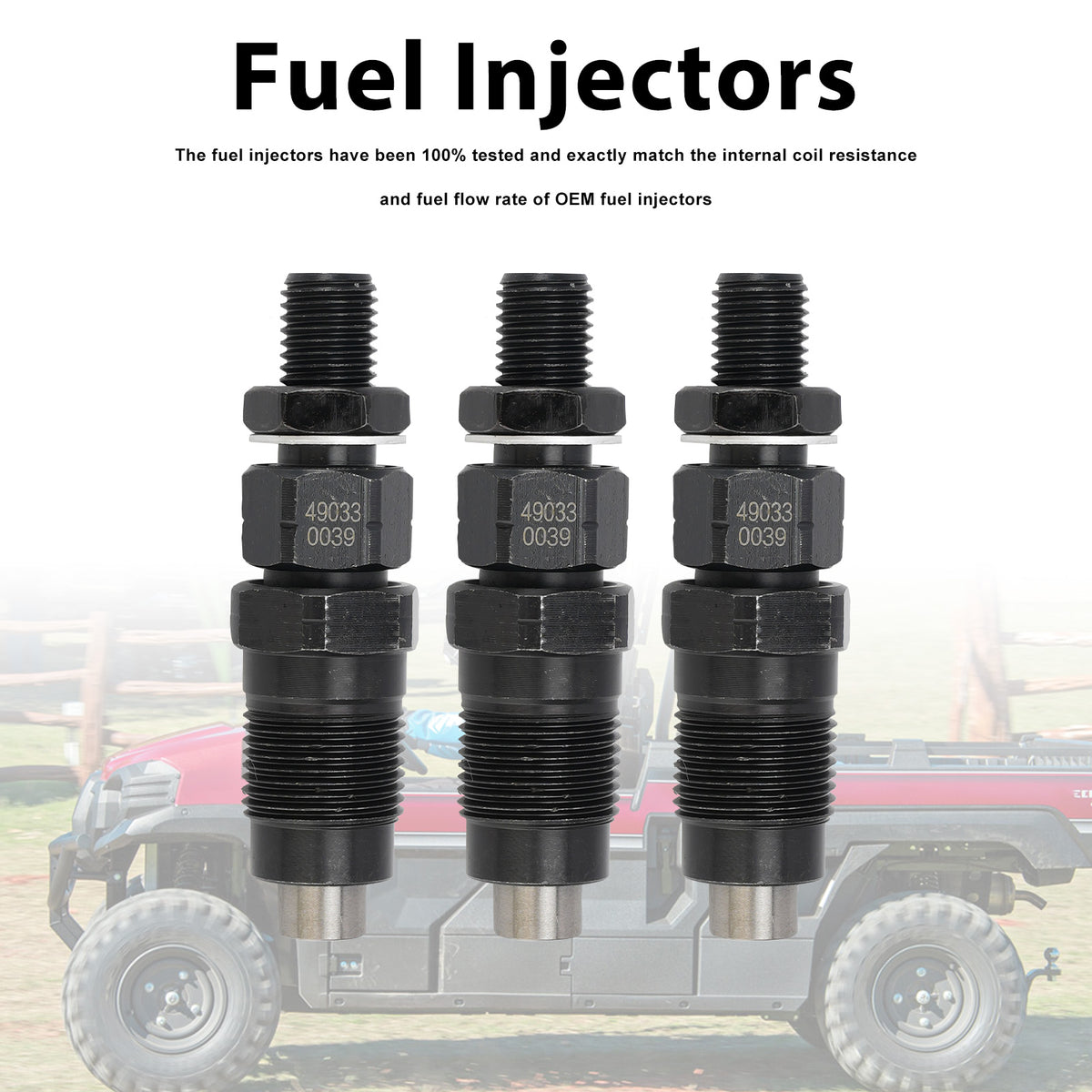 Kawasaki KAF1000 Polaris UTV 3PC 49033-0039 Fuel Injectors 3070284 3070436