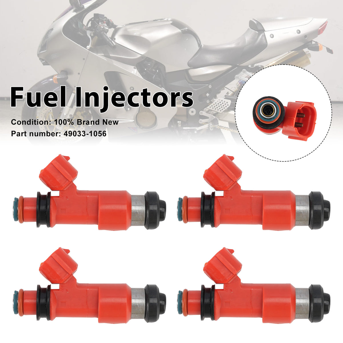 Kawasaki Ninja ZX12R ZX1200 2002-2003 4PC Fuel Injectors 49033-1056