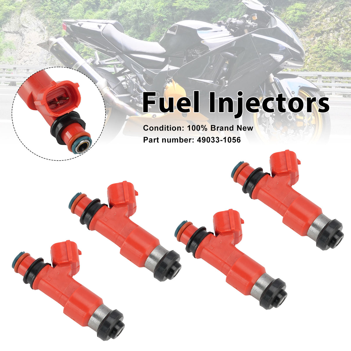 Kawasaki Ninja ZX12R ZX1200 2002-2003 4PC Fuel Injectors 49033-1056