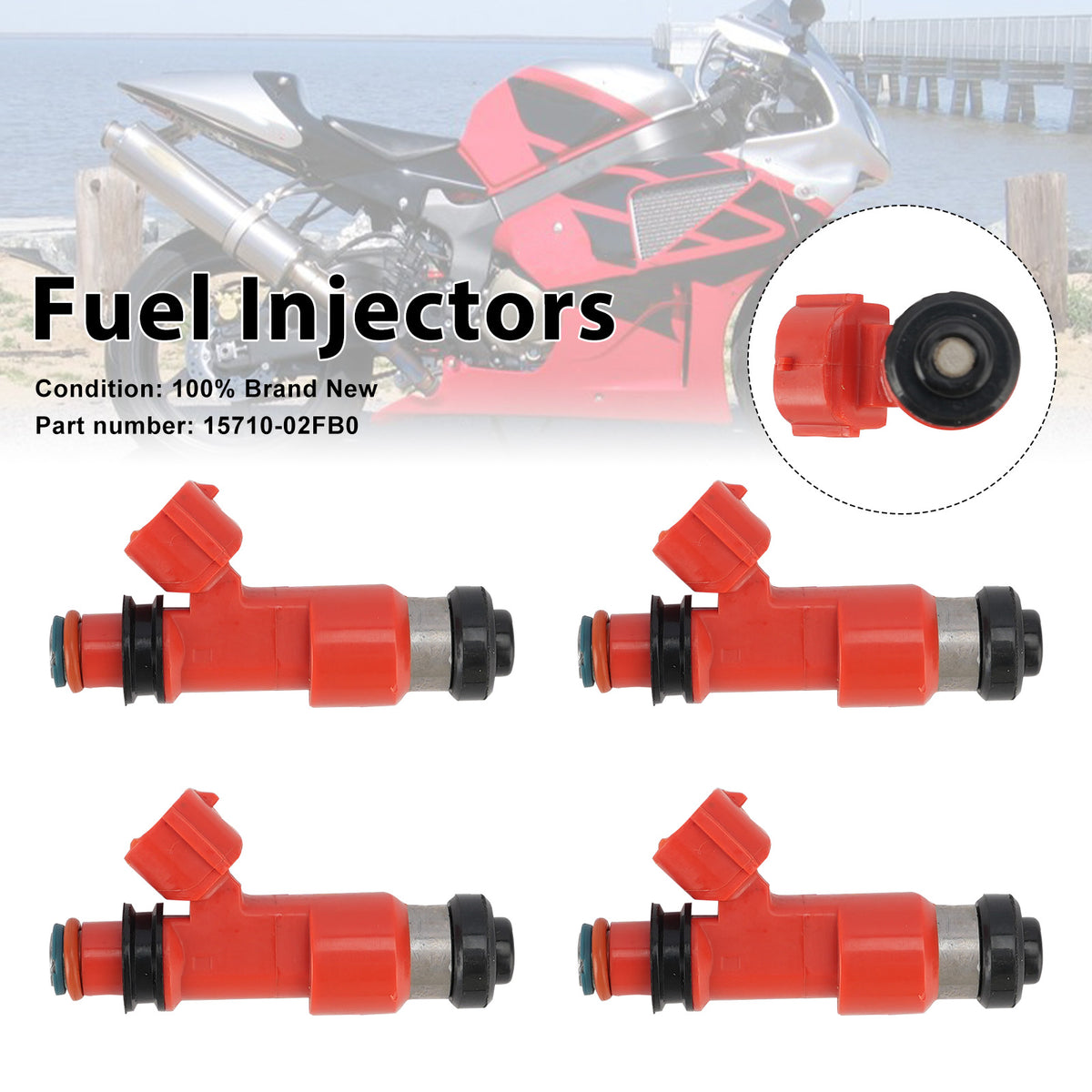 Suzuki TL1000R 1998-2003 4PC Fuel Injectors 15710-02FB0