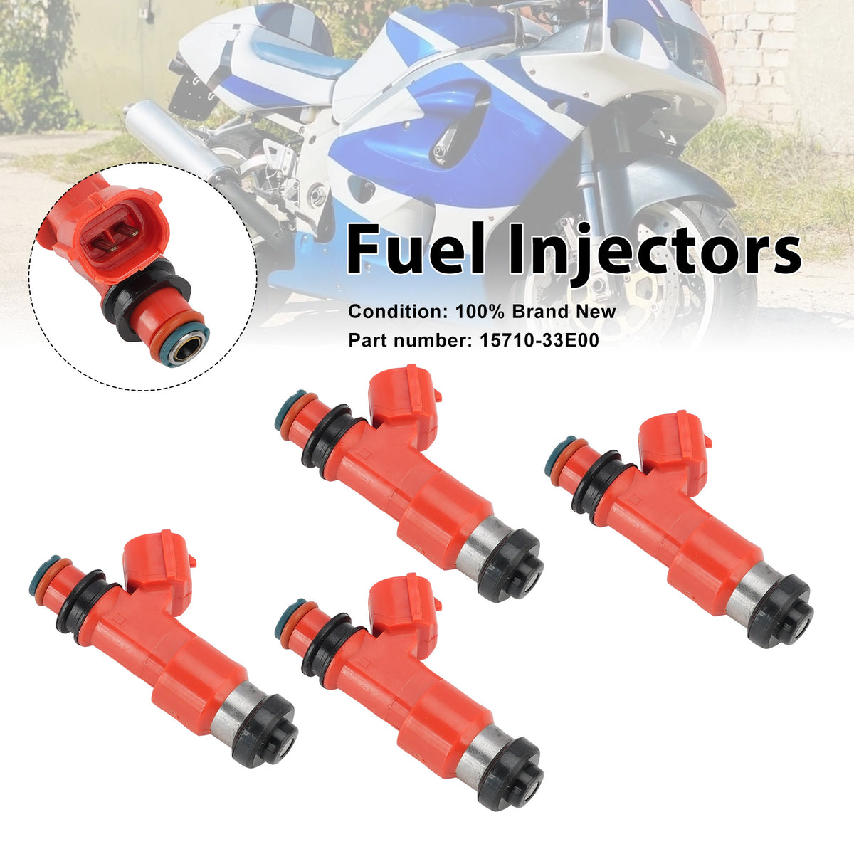 Suzuki GSXR750 GSX-R750 1998-1999 4PC Fuel Injectors 15710-33E00