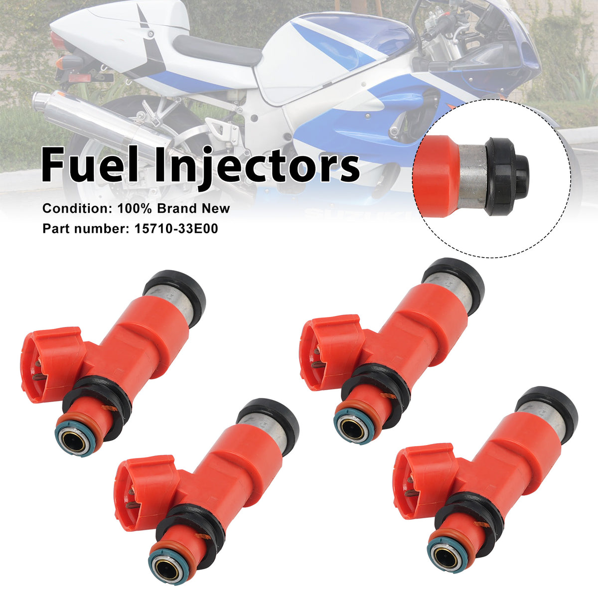 Suzuki GSXR750 GSX-R750 1998-1999 4PC Fuel Injectors 15710-33E00