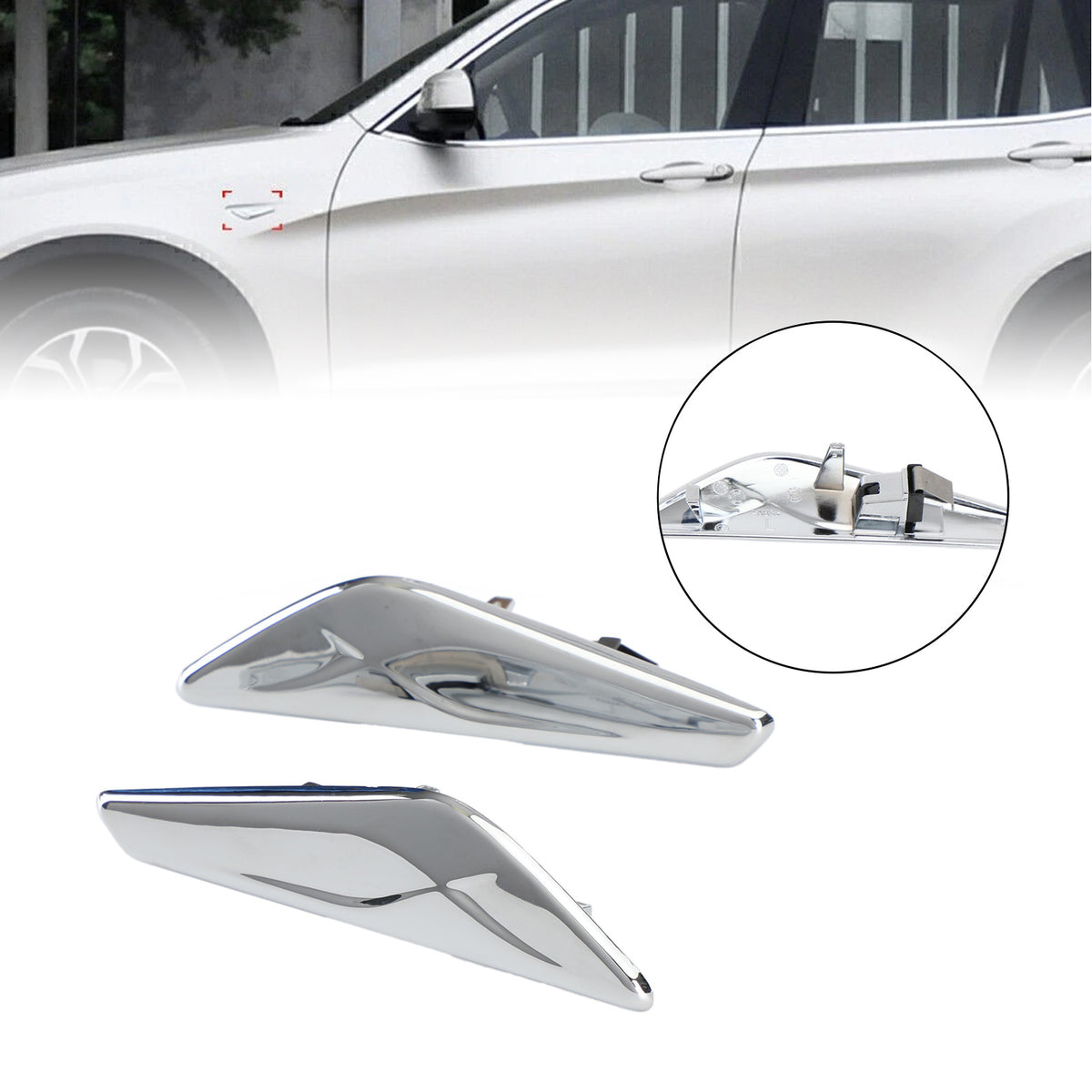 BMW F25 F26 X3 X4 2PCS Chrome Front Side Fender Trim Finisher