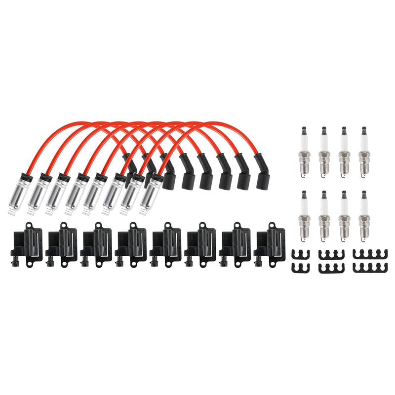 2003-2007 Hummer H2 8 Pack Square Ignition Coil & Spark Plug Wire 12556893 12558693 12570553