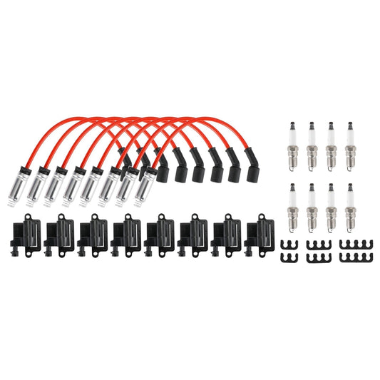2003-2005 Gmc Savana 1500 2500 3500 8 Pack Square Ignition Coil & Spark Plug Wire 12556893 12558693 12570553