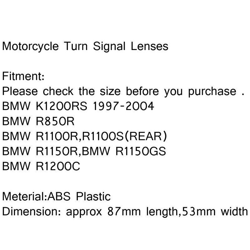 BMW K1200RS 1997-2004 R1150R R1150GS R1200C B Front Turn Signals Light Lenses
