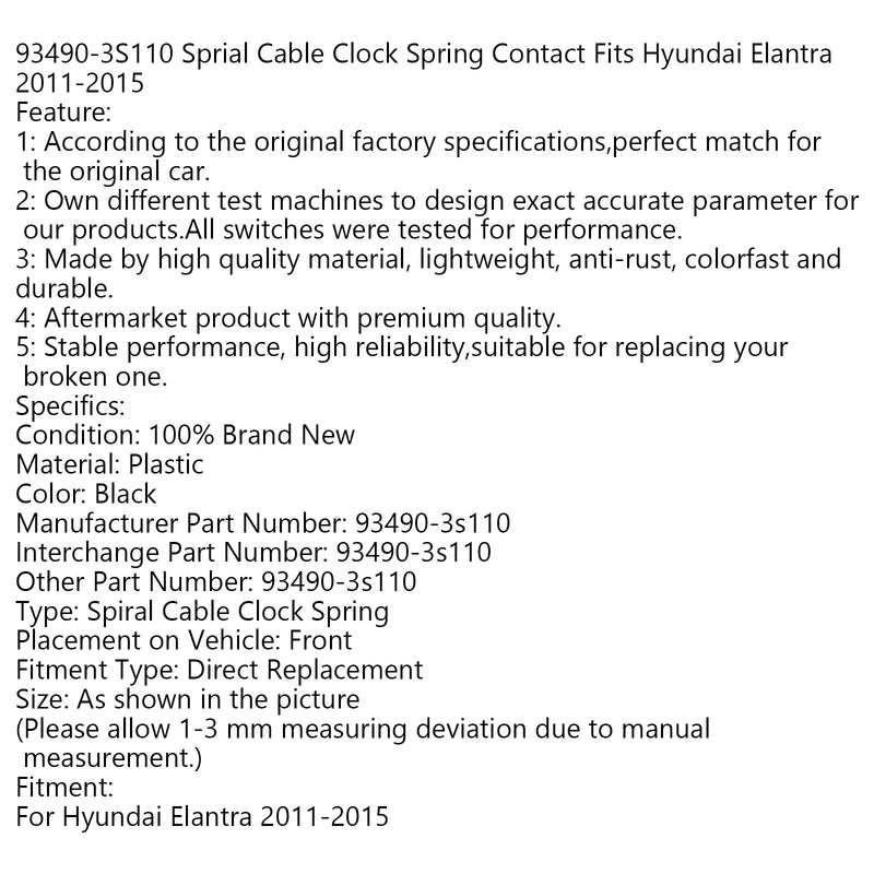 Hyundai Elantra 2011-2015 93490-3S110 Sprial Cable Clock Spring Contact