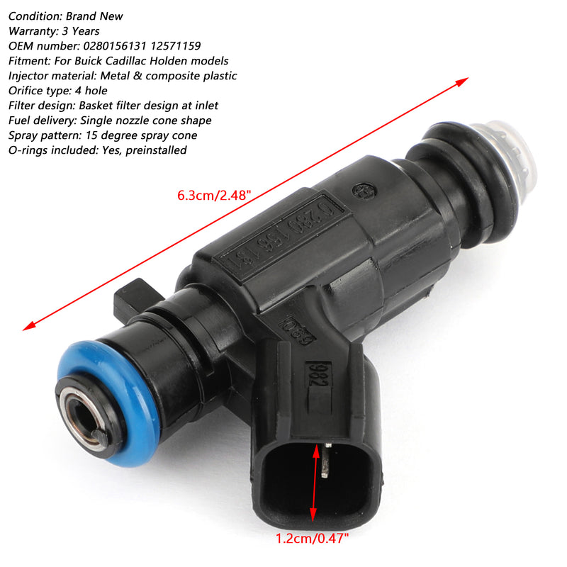 Cadillac CTS SRX 3.6L V6 2004-2008 0280156131 6PCS Fuel Injectors 12571159