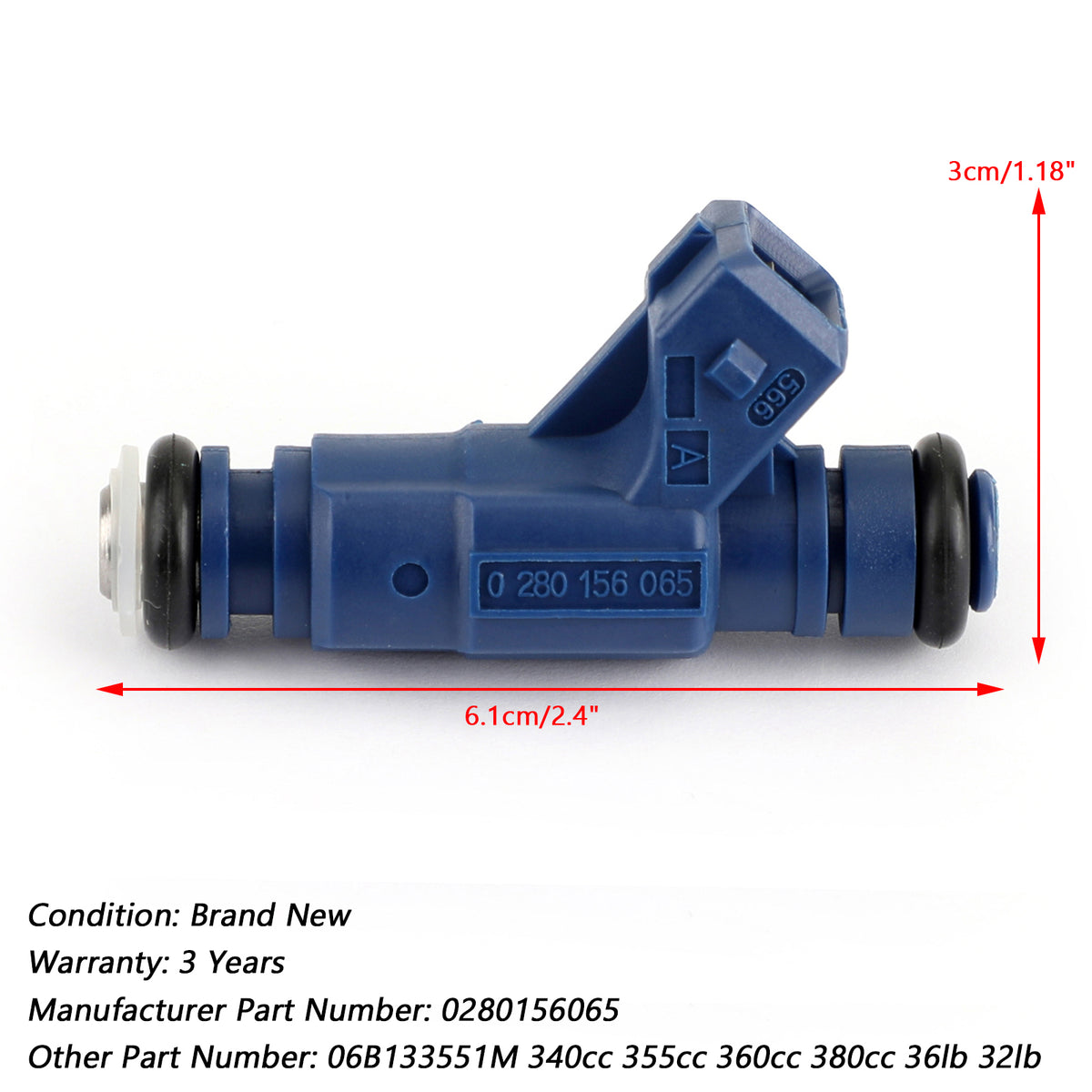 Audi A4 Quattro Fit VW Passat 1.8L 06B133551M 1PCS Fuel Injector 0280156065