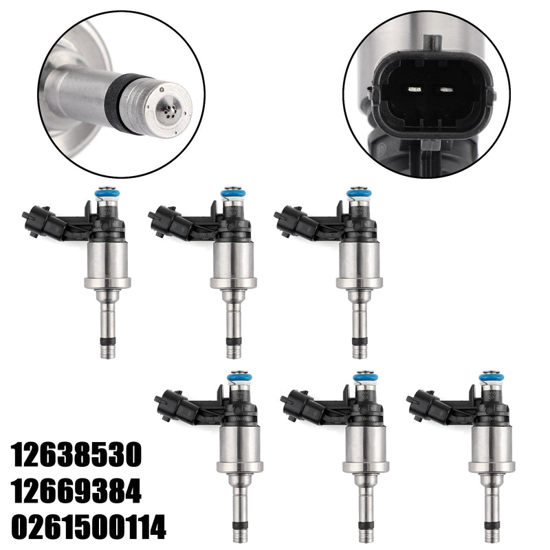 6PCS 12638530 Fuel Injectors For GM Chevrolet Camaro Traverse GMC Acadia CTS 3.6L