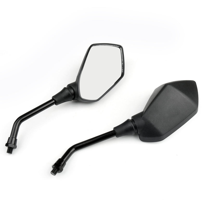Honda Suzuki Kawasaki Motorcycle 10mm Black Rear View Side Mirrors