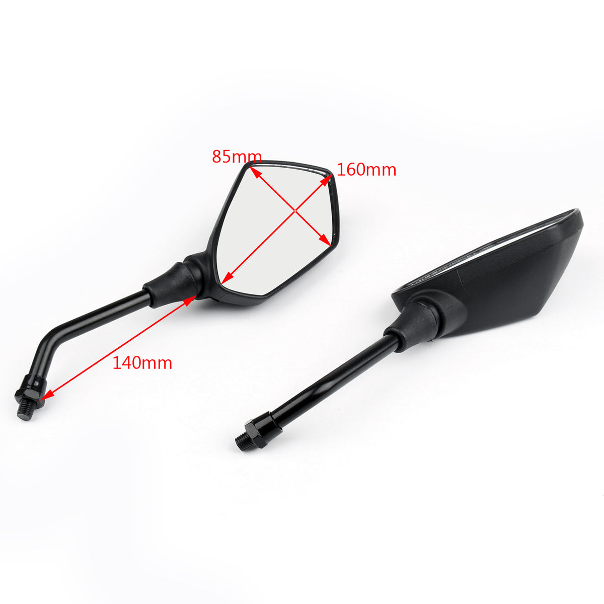 Honda Suzuki Kawasaki Motorcycle 10mm Black Rear View Side Mirrors