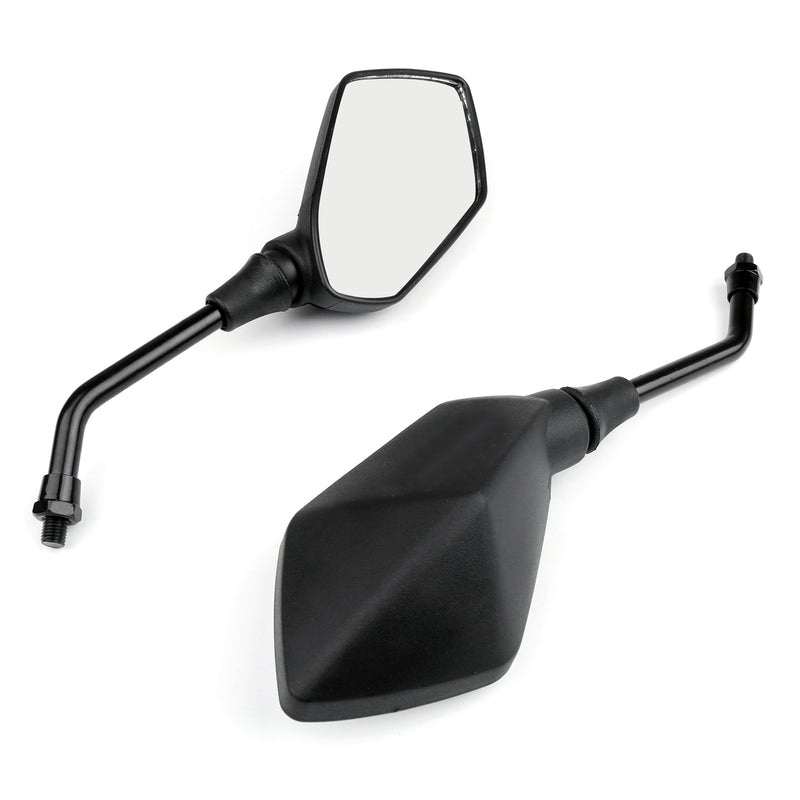 Honda Suzuki Kawasaki Motorcycle 10mm Black Rear View Side Mirrors