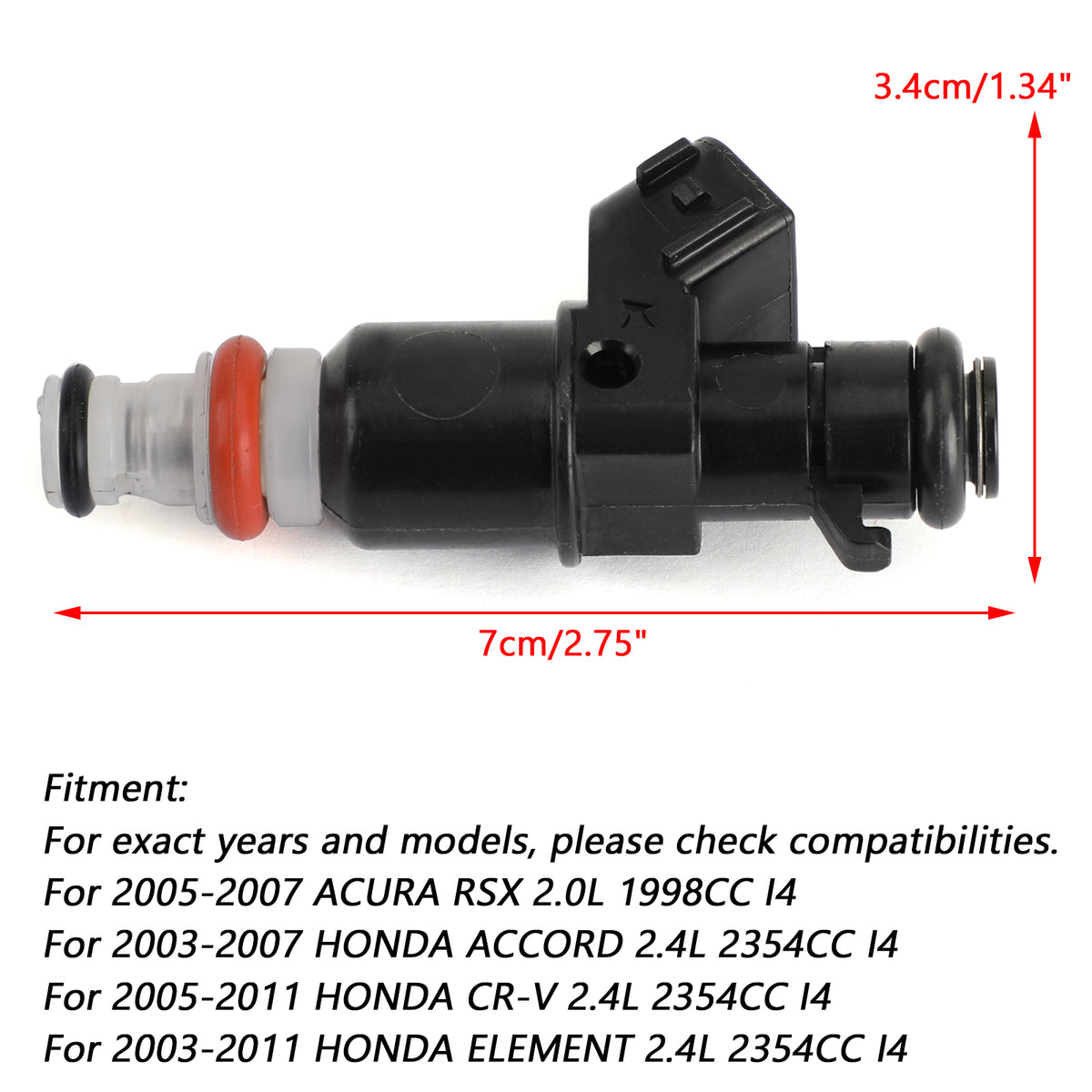 2003-2007 Honda Accord 2.4L 16450RAAA01 16450-RAA-A01 4PCS Fuel Injectors