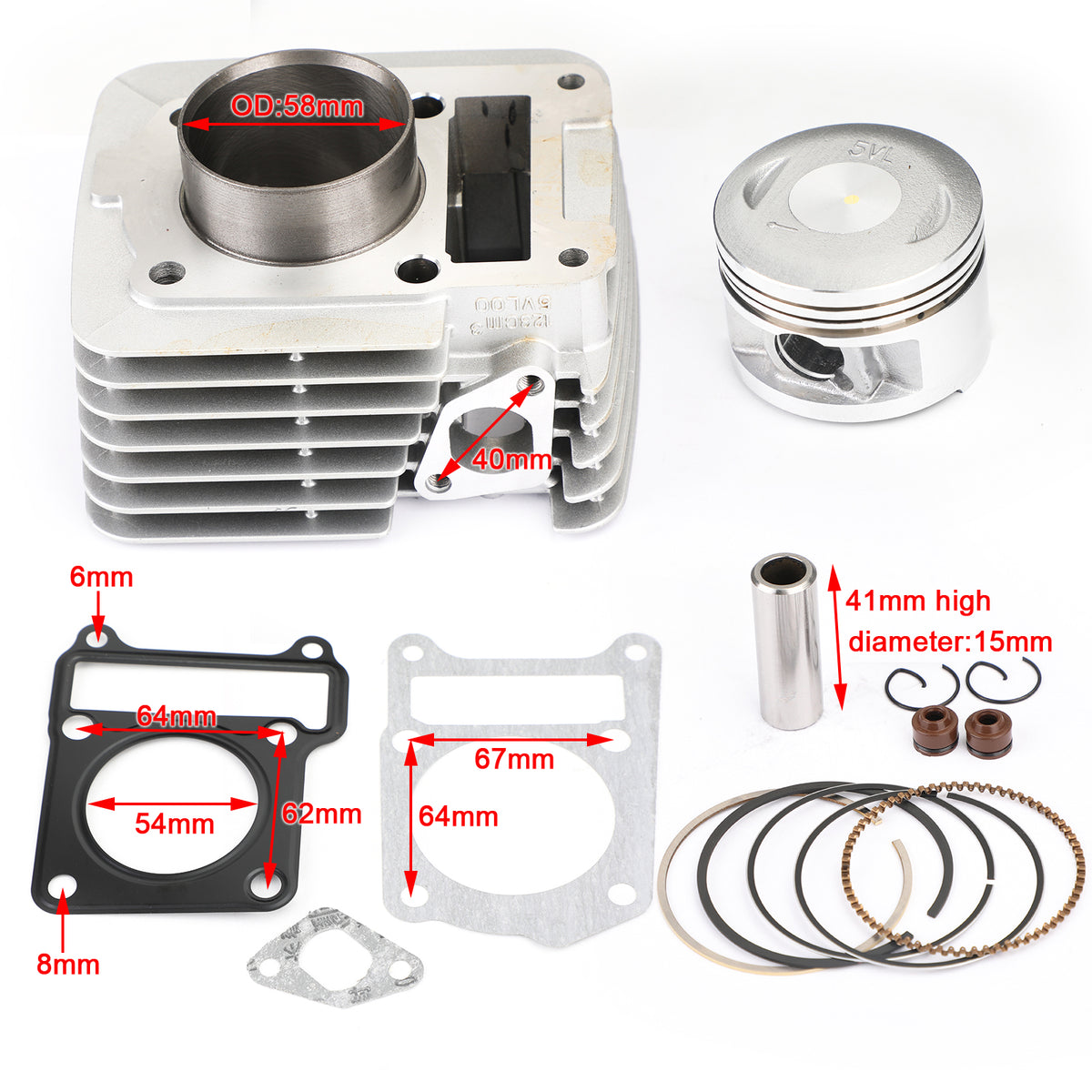 Yamaha TTR 125 TT-R 125 LE 2000-2005 Cylinder Piston Rings Top End Kit Set