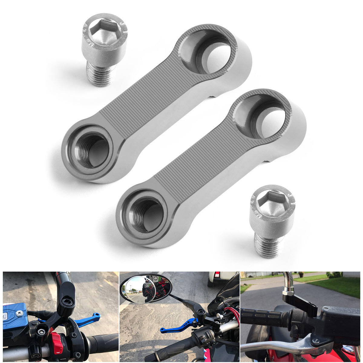 Honda Pair ALU Motorcycle Mirror Extenders-Riser-Extension Titanium 10mm