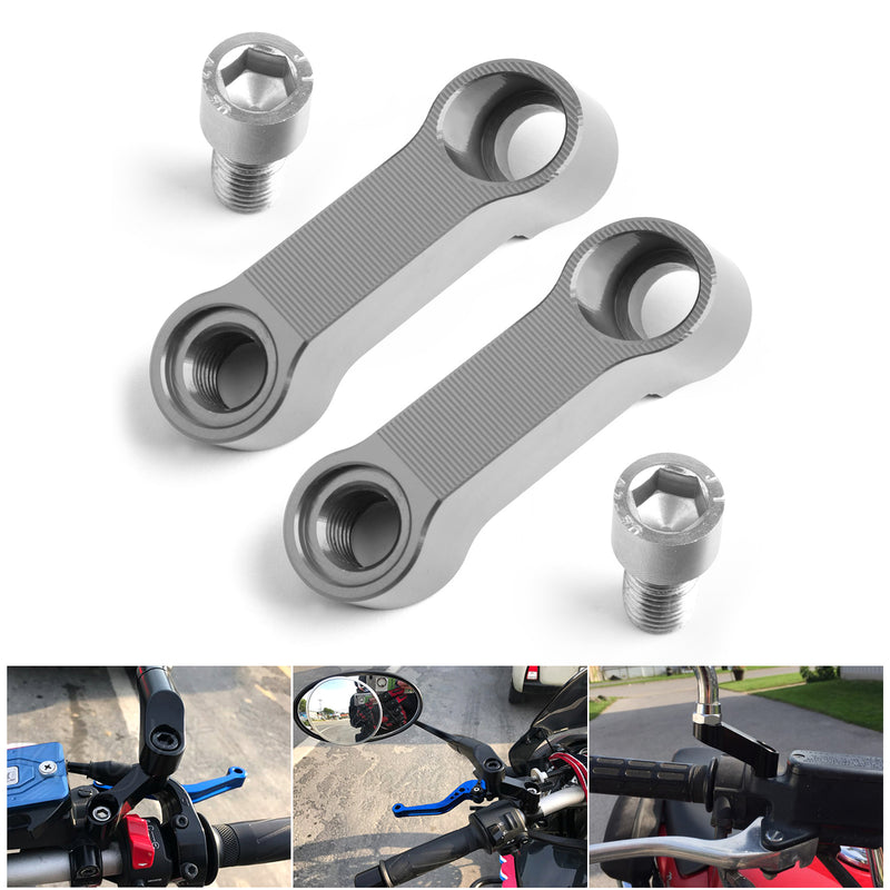 Honda Pair ALU Motorcycle Mirror Extenders-Riser-Extension Titanium 10mm