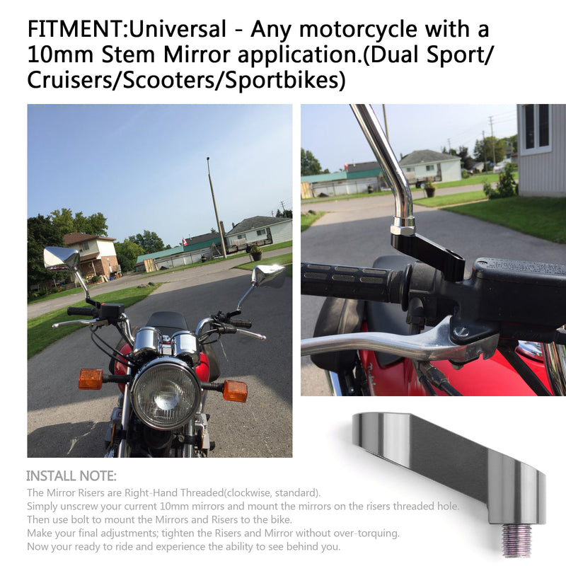 Honda Pair ALU Motorcycle Mirror Extenders-Riser-Extension Titanium 10mm