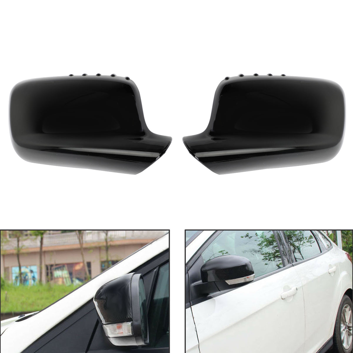 BMW E46 E65 E66 745i 750i 51167074236+51167074235 Pair Mirror Cover Cap Black
