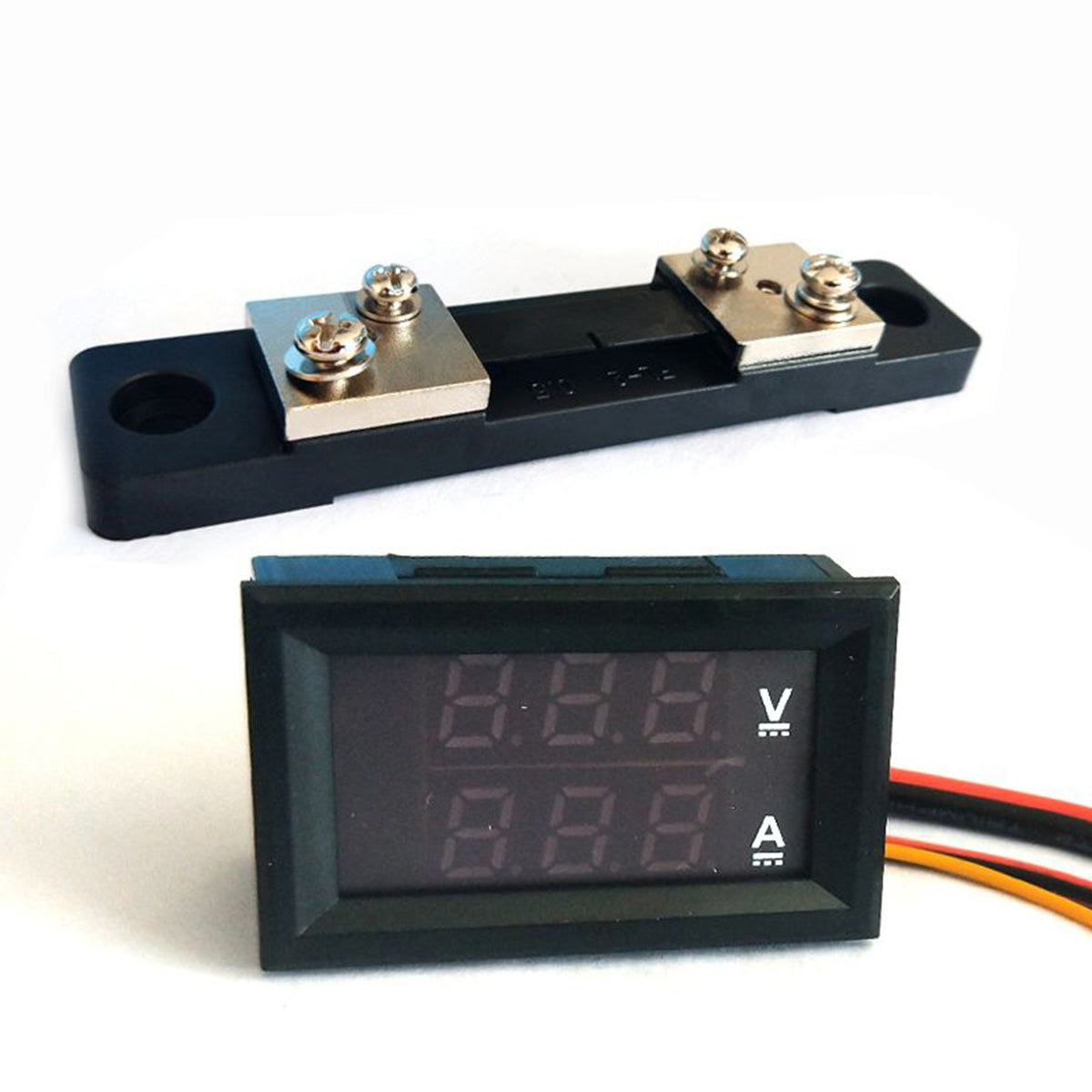DC 100A 100V Digital Amp Volt Meter Voltmeter Ammeter Blue Red LED Current Shunt