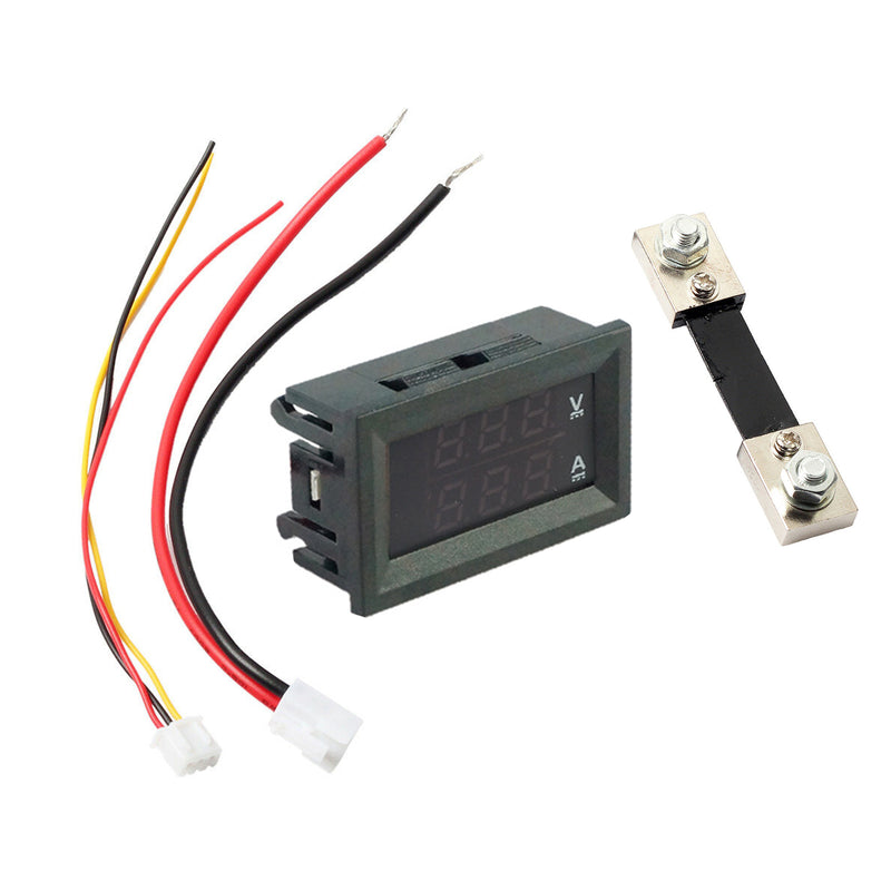 DC 100A 100V Digital Amp Volt Meter Voltmeter Ammeter Blue Red LED Current Shunt
