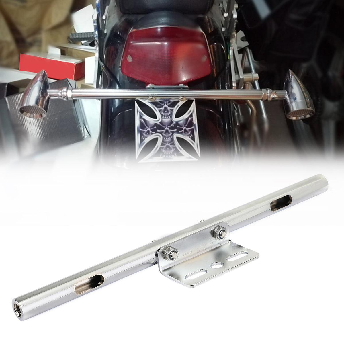 Universal Moto Front Turn Signal Spot Light Bar Mount Bracket Clamp