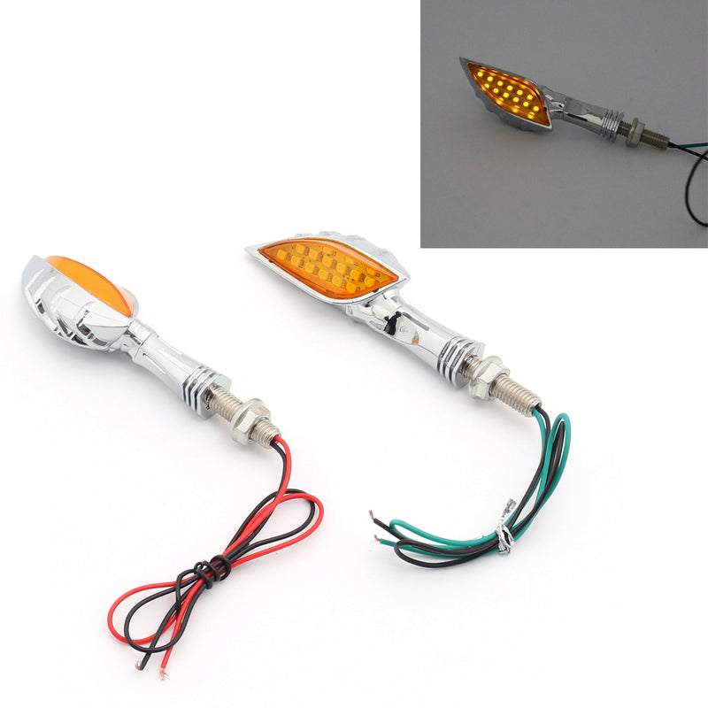 Universal Motorcycle Chrome Skeleton Hand LED Turn Signals Blinker Indicator Amb