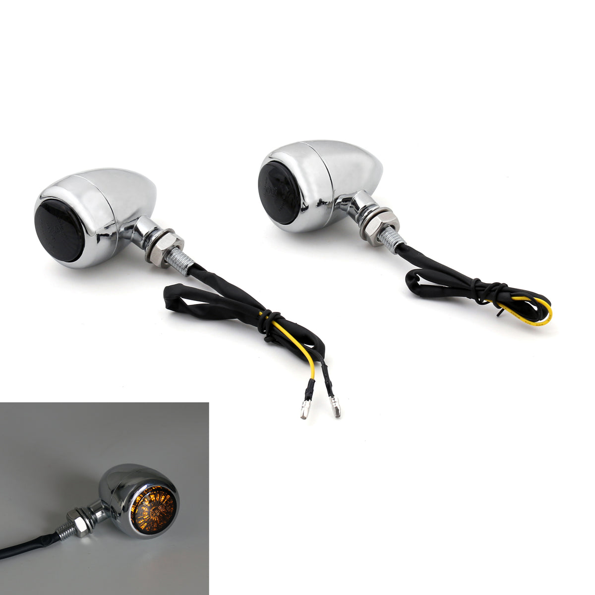 Harley Chopper Cafe Racer Chrome LED Bullet Turn Signals Indicators