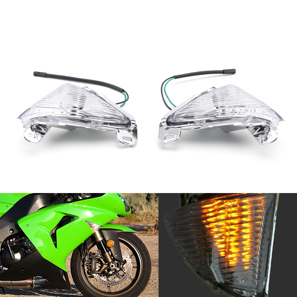 Kawasaki Ninja ZX6R ZX10R ZX14R EX650 ER-6N GTR1400 Front Turn Signals Lens