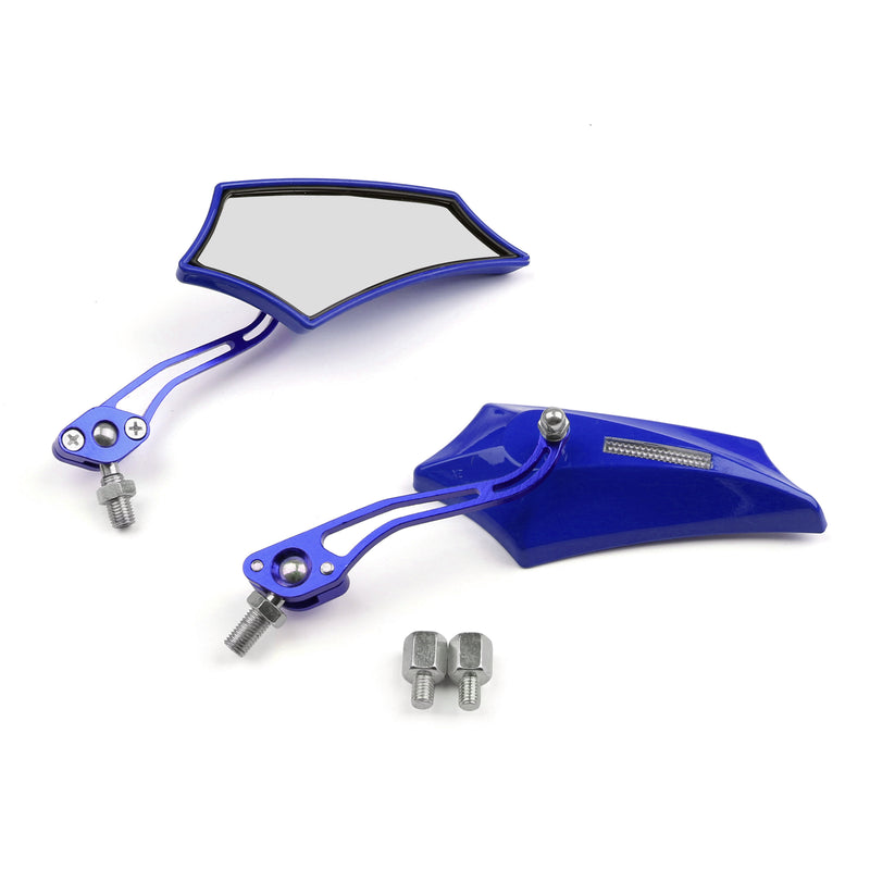Motocycle Chopper Cruiser Street Dirt Bike Rear View Mirrors 8mm 10mm Blue