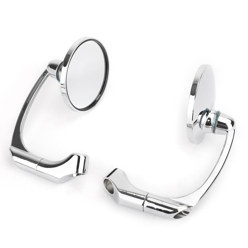 Cafe Racer Bobber Custom Motorcycle CH Pair M8 M10 Retro L-Bar Round Mirrors