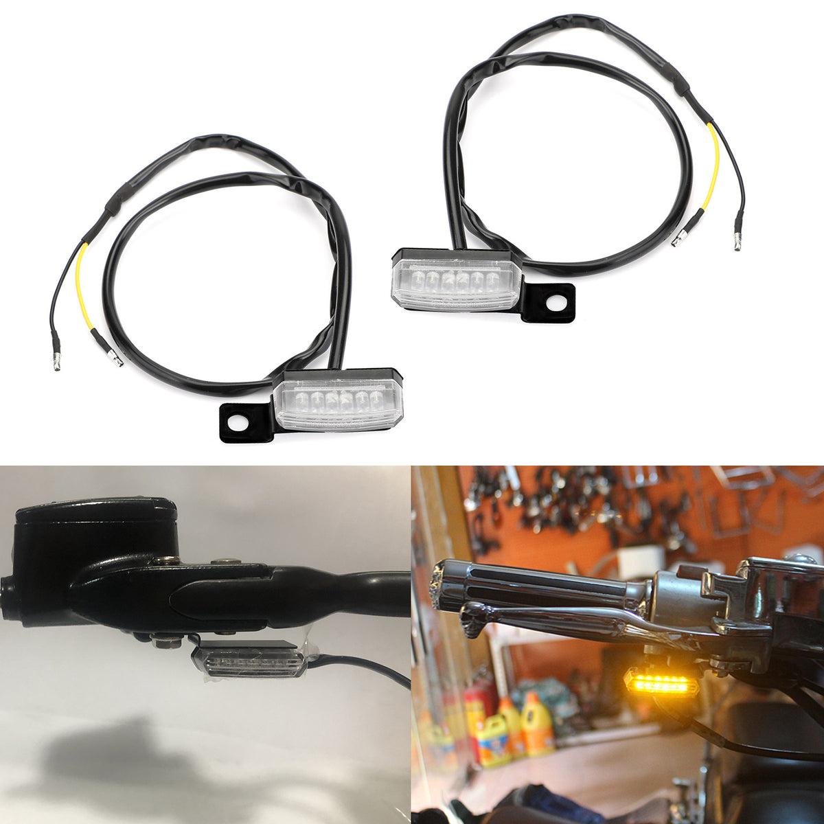 1 Pair Universal Motorcycle LED Front Turn Signal Lamp Indicator Light Black