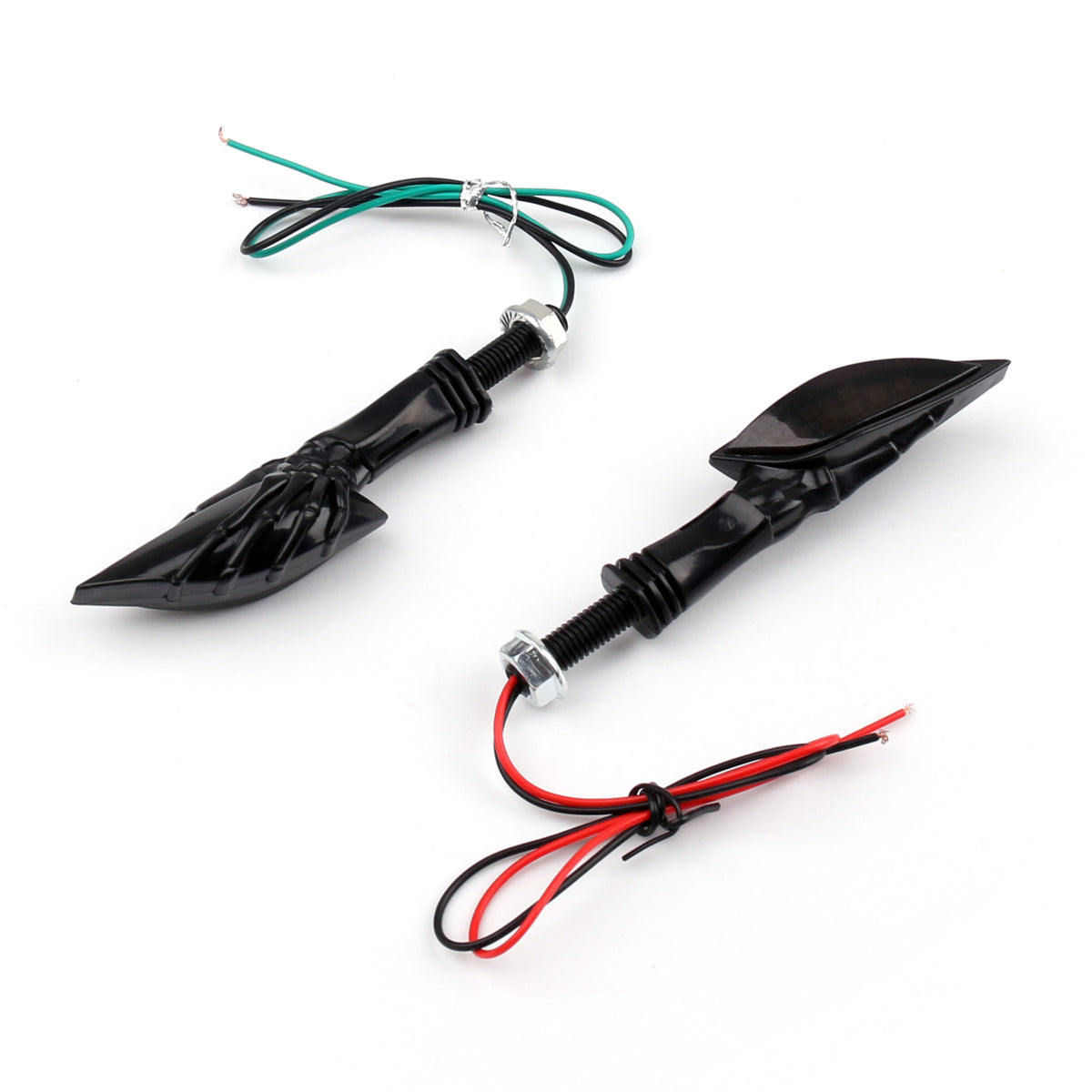 Universal Motorcycle Black Skeleton Hand LED Turn Signals Blinker Indicator Smo