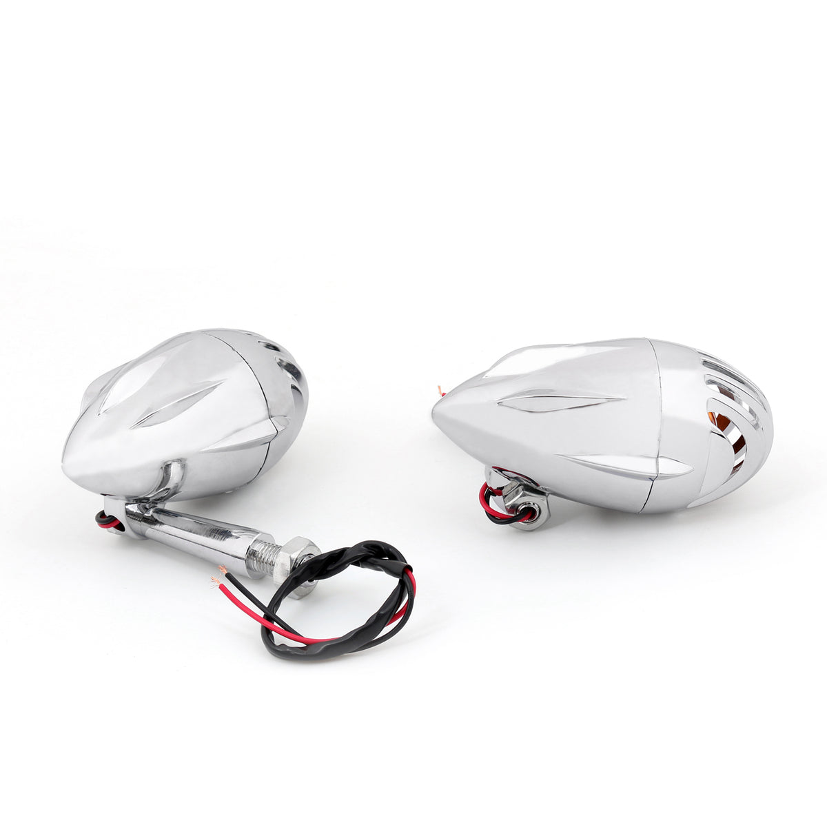 2pcs Motorcycle Turn Signals Grill Bullet Amber Indicator Lights Lamp Chrome