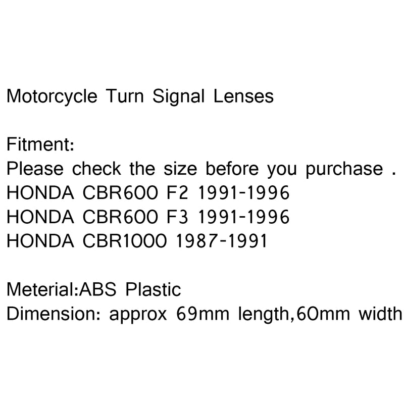 HONDA CBR600 F2 F3 1991-1996 CBR1000 1987-1991 B Rear Turn Signals Light Lenses