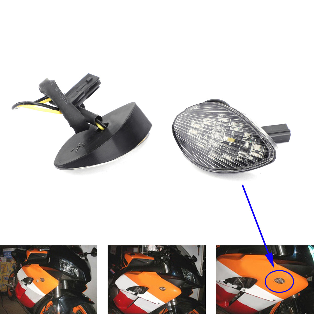 Honda CBR 1000 RR Flush Mount 2004-2005 Clear Turn Signals