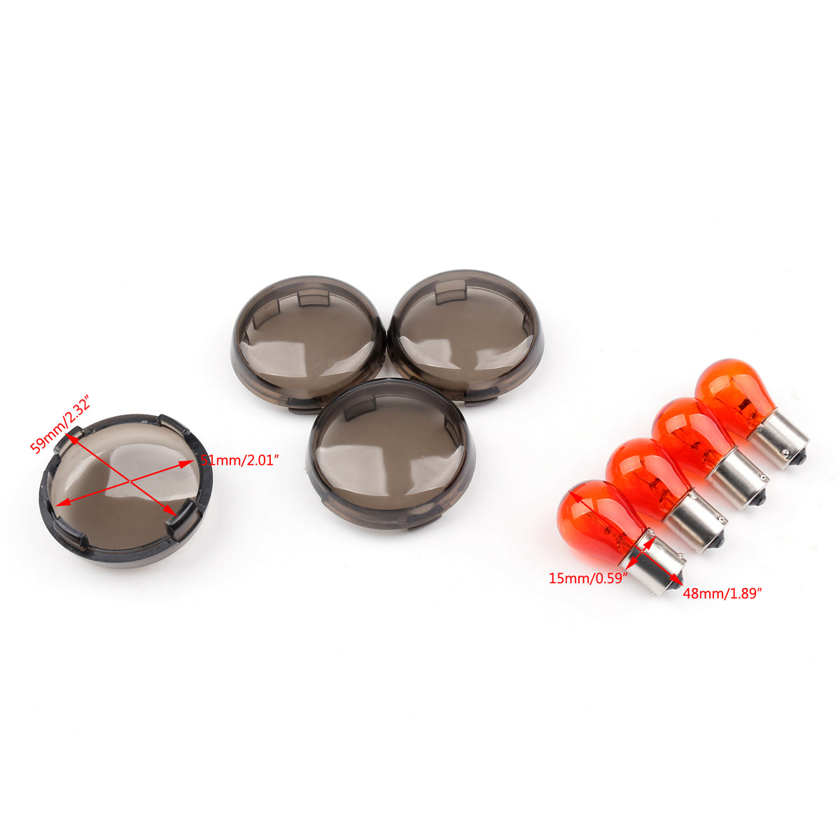 Cover + Bulbs For Harley XL 883 48 Sportster 4pcs Turn Signal Light Lens