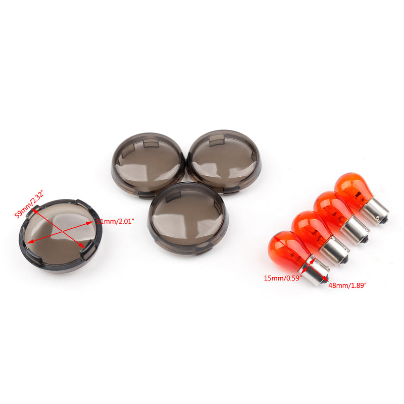 Cover + Bulbs For Harley XL 883 48 Sportster 4pcs Turn Signal Light Lens