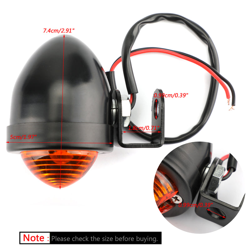 2x Universal Black Mini Turn Signal Light Vintage Motorcycle Bullet Bulb