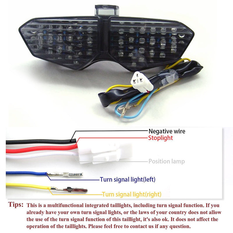 2003-2005 Yamaha YZF R6 2006-2009 R6S XTZ1200 Smoke Integrated LED TailLight Turn Signals