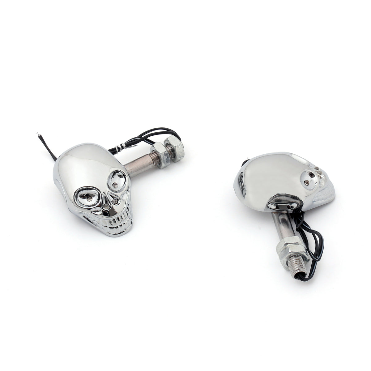 Motorcycle Skull Head Turn Signal Indicator Blinker 12V LED Amber Light Lamp CHR