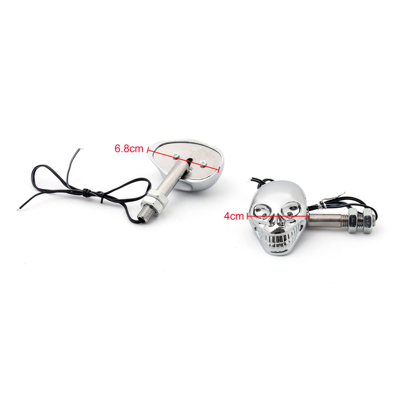 Motorcycle Skull Head Turn Signal Indicator Blinker 12V LED Amber Light Lamp CHR