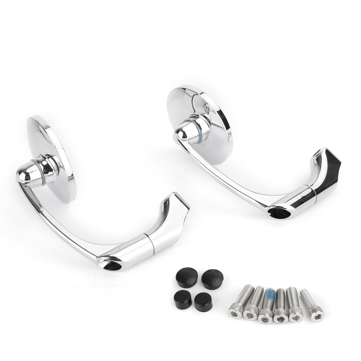 Cafe Racer Bobber Custom Motorcycle CH Pair M8 M10 Retro L-Bar Round Mirrors
