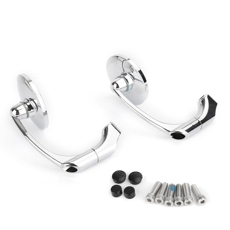Cafe Racer Bobber Custom Motorcycle CH Pair M8 M10 Retro L-Bar Round Mirrors