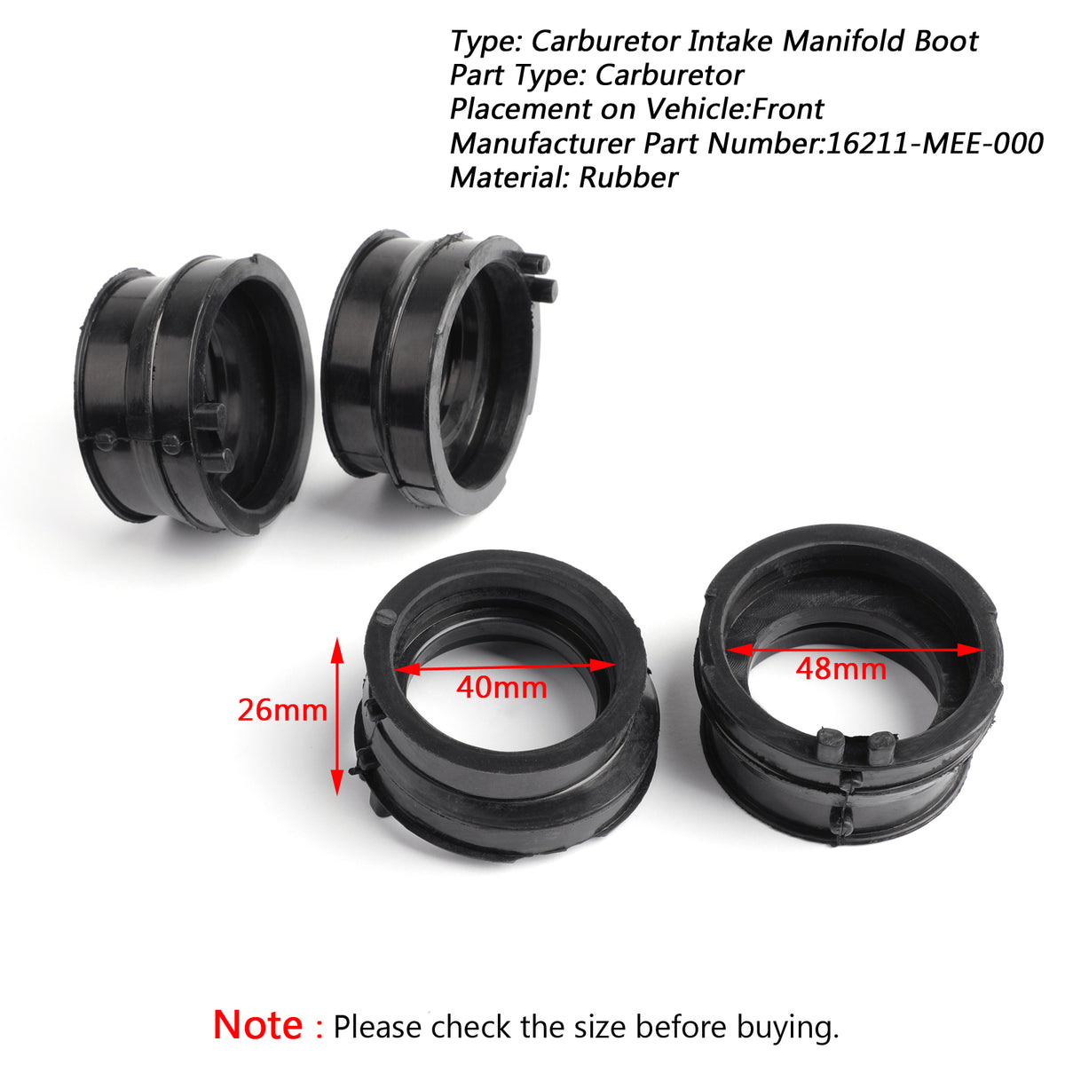2003-2006 Honda CBR 600RR Rubber Intake Carburetor Boots
