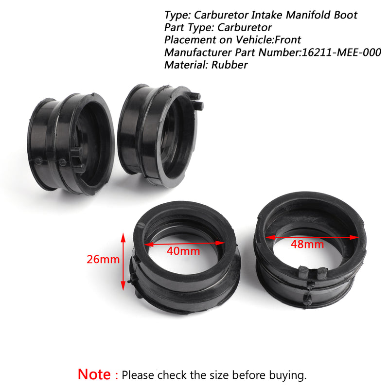 2003-2006 Honda CBR 600RR Rubber Intake Carburetor Boots