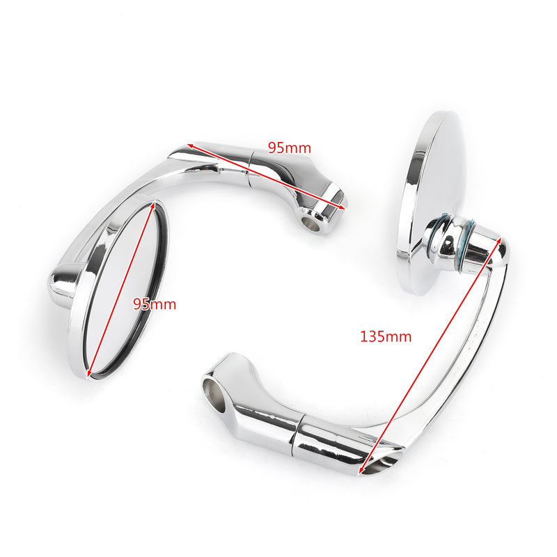 Cafe Racer Bobber Custom Motorcycle CH Pair M8 M10 Retro L-Bar Round Mirrors